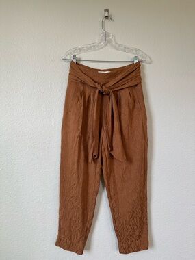 Anthropologie ett:twa Aubade Jacquard Tapered Tie-Waist Pants - Size 2